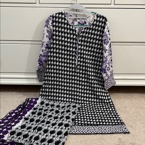 Junaid jamshed printed lawn shirt with lawn dopatta